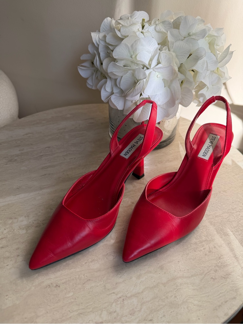 Steve Madden Bright Red Pointed Slingback Heels